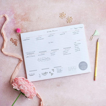 Peachly Desktop Weekly Planner Notepad | 60 Undated Tear-Off Pages | Schedule Daily To-Do Lists | Increase Your Productivity In Less Than 5 Minutes A Week | Achieve Your Goals | Peach and Mint Fern