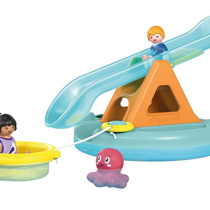 Playmobil 71687 JUNIOR AQUA: Water Seesaw with Boat, including dock and hideaway for animals, sustainable toy made from plant-based plastics, gifting toy, play sets suitable for children ages 1+