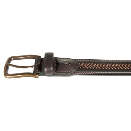Nautica Mens Double Stitch Dress Leather Belt for Suits and Pants, Leather Laced - Brown, 40"
