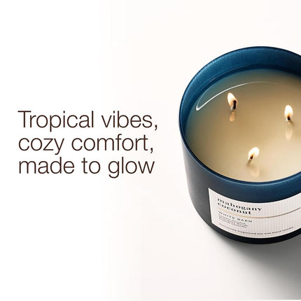 Bath and Body Works, White Barn 3-Wick Candle w/Essential Oils - 14.5 oz - 2021 Core Scents! (Mahogany Coconut)