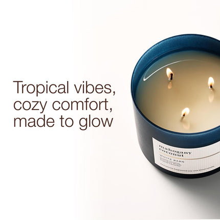 Bath and Body Works, vela de 3 mechas White Barn con aceites esenciales - 14.5 oz - ¡Aromas esenciales de 2021! (Coco Caoba)