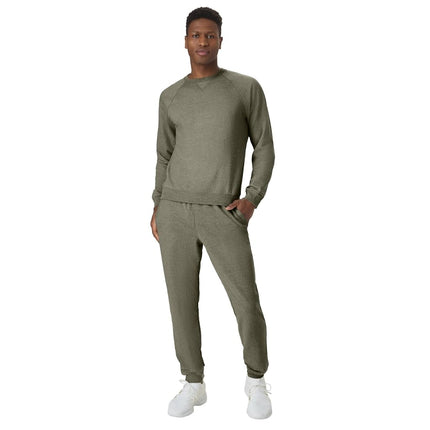 Hanes Men's Crewneck Sweatshirt, Tri-Blend French Terry, Camouflage Green Pe Heather, L
