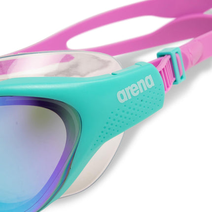 ARENA The One Mirror Uni-Children's Swimming Goggles, for Children Aged 6 to 12, Large Fit, Polycarbonate Lens, Blue/Water/Violet