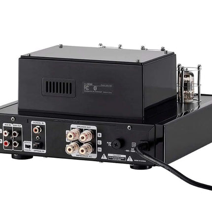 Monoprice 138360 25 Watt Stereo Hybrid Tube Amplifier 2019 Edition with Bluetooth Optical Coaxial and USB Inputs and Subwoofer Out