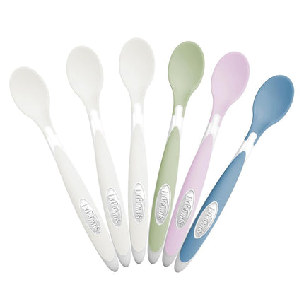 Cuillères souples pour tout-petits Dr. Brown's, paquet de 6, couleurs variées