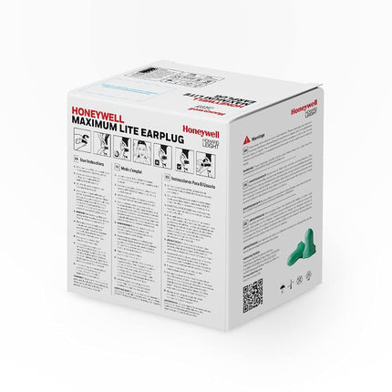 Howard Leight by Honeywell Maximum Lite Low Pressure Corded Disposable Foam Earplugs, Box of 100 Pairs (LPF-30),Green