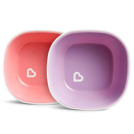 Munchkin Splash Kids Plates and Bowls Set, Set of 4, Pink/Purple