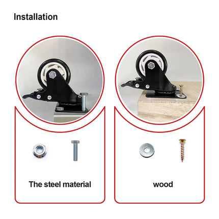 Casters, 3 inch Caster Wheels, Casters Set of 4 Heavy Duty - CLOATFET Locking Casters, Swivel Casters with Brake (Top Plate), Non Marking Black Castor Wheels for Cart Furniture Workbench