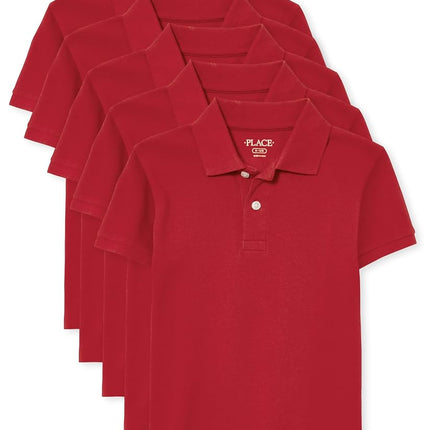The Children's Place Baby and Toddler Boys Short Sleeve Polo Shirt, Classic Red, XX-Large