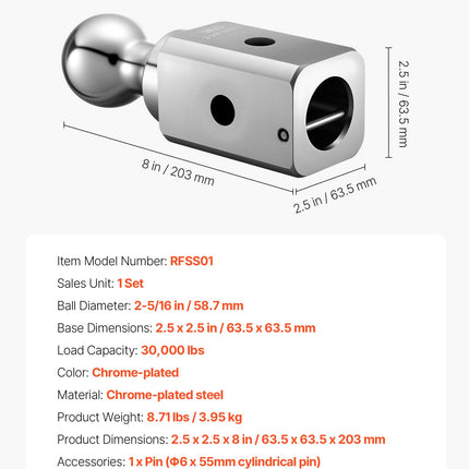 VEVOR Gooseneck Ball Hitch, Compatible with 2-5/16 Inch Hitch Replacement Ball, Gooseneck Trailer Hitch Up to 30,000 lbs Load Capacity, Fit Off-Road Rescue, RV Towing & Industrial Equipment Transport