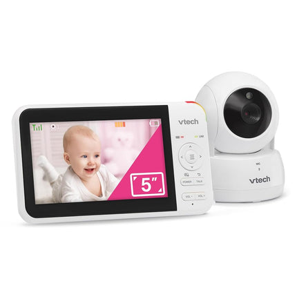 *Spanish Version* VTech VM924 Remote Pan-Tilt-Zoom Video Baby Monitor, 5" LCD Screen, Up to 17 Hrs Video Streaming, Night Vision, Up to 1000ft Range, Soothing Sounds, 2-Way Talk, Temperature Sensor