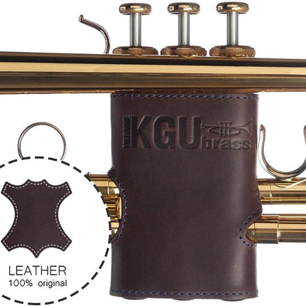 Trumpet valve guard by KGUBrass is the leather trumpet valve protector made of luxurious mild and thick material; use as protection from corrosion, scratches and stains (Brown (Blue thread))