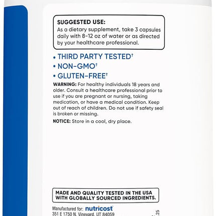 Nutricost Nitric Oxide Booster 2250mg, 180 Capsules - 750mg Per Casule, 60 Servings - Gluten Free and Non-GMO