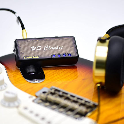 SONICAKE US Classic Plug-In USB Chargable Portable Pocket Guitar Headphone Amp Carry-On Bedroom Effects