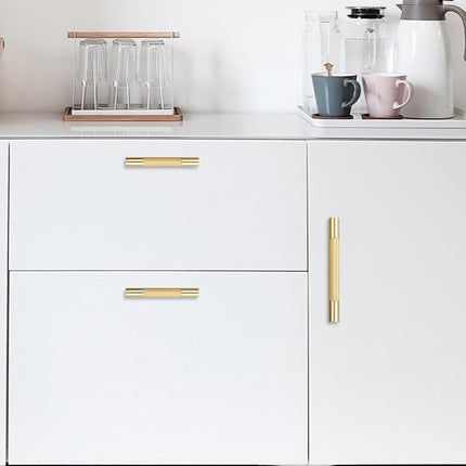 POVEFONK 10 Pack 3-3/4 inch(96mm) Brushed Gold Kitchen Cabinet Handles Knurled Cabinet Pulls Gold Drawer Pulls Kitchen Hardware