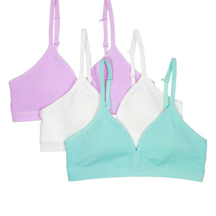 Fruit of the Loom Girls' Soft and Smooth Training Bra, Aruba Blue/Stellar Orchid/White, Medium