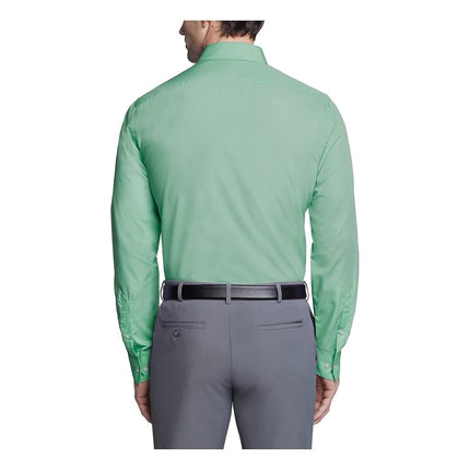 Van Heusen Men's Dress Shirt Fitted Poplin Solid, Leaf, 18.5" Neck 34"-35" Sleeve