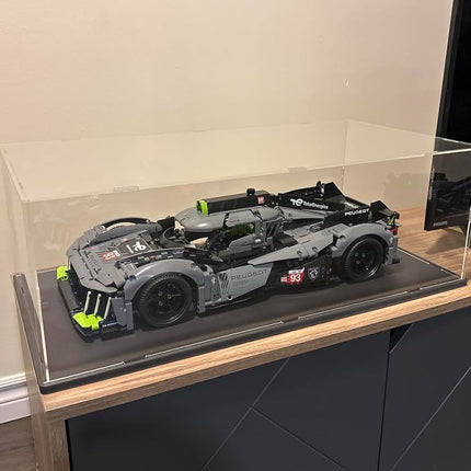 Choowin Self-Assembly Acrylic Model Car Display Case for 1/8 1/10 Scale Diecast Car,Lego 42083/42096/42125/42143, Countertop Display Case for Collectible,Figure,Toy, Dustproof Protection(Black Base)
