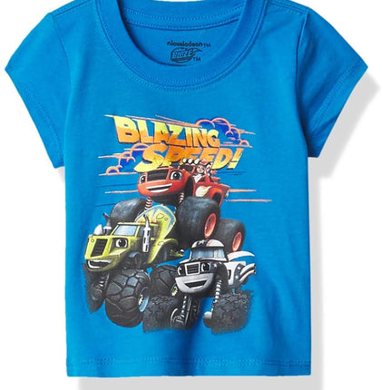 Camiseta de manga corta para niños pequeños Nickelodeon Blaze y The Monster Machines, azul francés, 4T