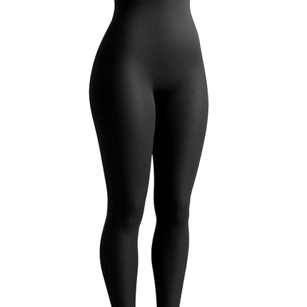 SHAPERMINT High Waisted Tummy Control Compression Leggings for Women - Petite to Plus Size Womens Leggings Non See Through, Black, Large