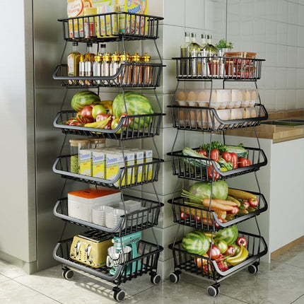 CarolynDesign 6 Tiers Rolling Kitchen Cart, Black 