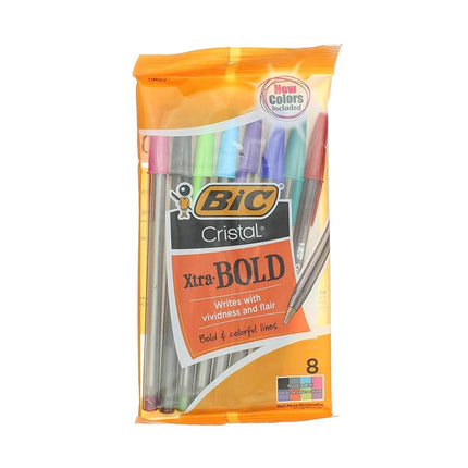 BiC Cristal Xtra Bold Ball Pen, Bold, Assorted Colors 19627, 8 Ct (Pack of 1)