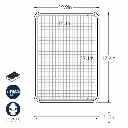 Nordic Ware 43172AMZM Half Sheet with Oven Safe Nonstick Grid, Aluminum, Natural