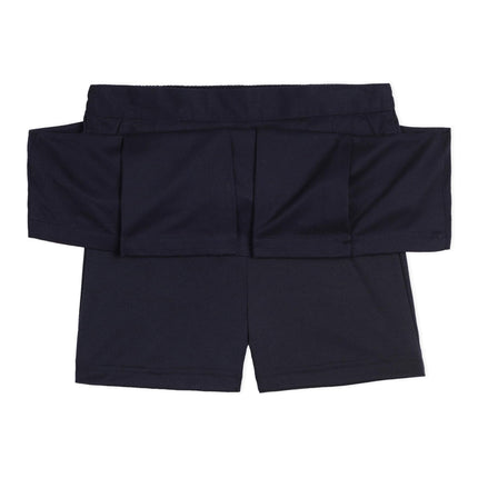 Nautica Girls' School Uniform Pleated Pull-on Scooter Skirt with Undershorts, Knit Waistband, Navy Twill, 4