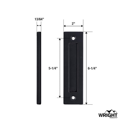 Wright Products Sliding Flush Barn Door Handle Set, Matte Black, 1 Pack - Mounting Hardware Included
