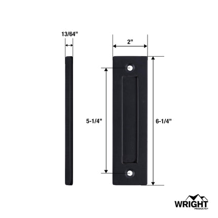 Wright Products Sliding Flush Barn Door Handle Set, Matte Black, 1 Pack - Mounting Hardware Included