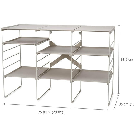 Joseph Joseph Level Adjustable Tier Shoe Rack Organiser, Durable Shelves and Steel Frame, Triple, Stores 12 pairs