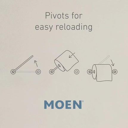 Moen Genta LX Matte Black Modern Wall Mount Pivoting Toilet Paper Holder, Modern Toilet Roll Holder for Bathroom, BH3808BL