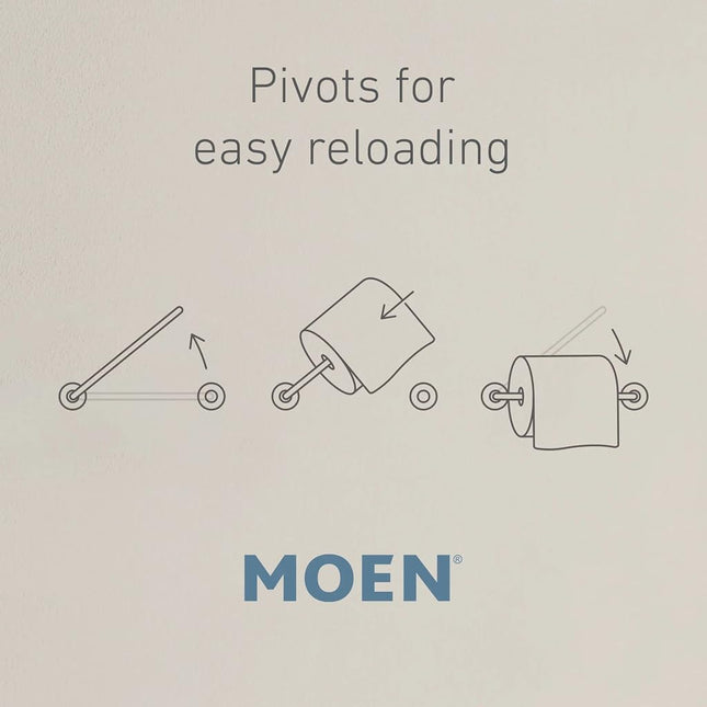 Moen Genta LX Matte Black Modern Wall Mount Pivoting Toilet Paper Holder, Modern Toilet Roll Holder for Bathroom, BH3808BL