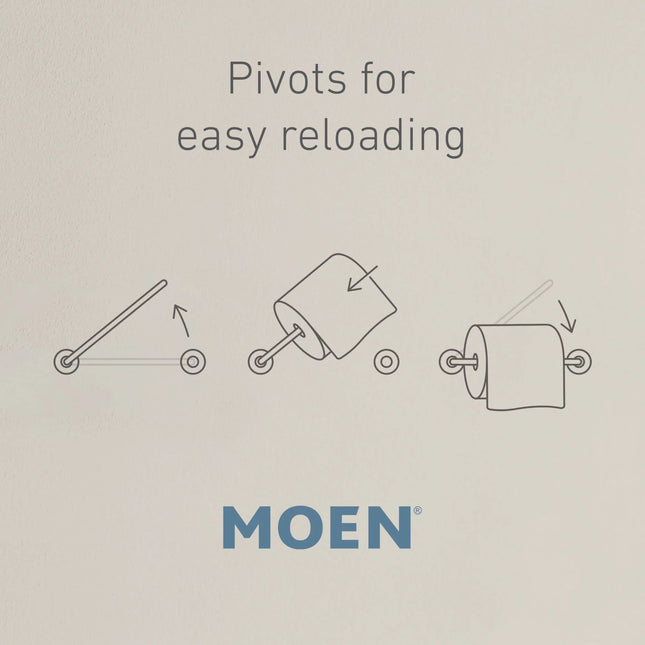 Moen Genta LX Support de papier toilette mural pivotant moderne noir mat, support de rouleau de papier toilette moderne pour salle de bain, BH3808BL