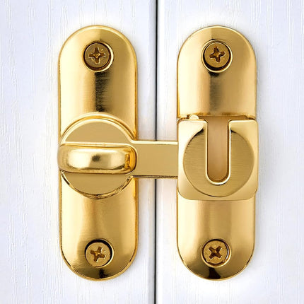 INIRET 3 Packs Barn Door Latches,Gold 90/180 Degree Gate Lock,Flip Gate Latches Hardware,Zinc Alloy Right Angle Door Lock Latch,Door Security Sliding Door Latch Lock fo Cabinets,Bathroom