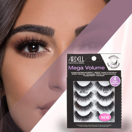 Ardell Lashes Mega Volume 252, 4 Pairs x 2 Packs (8 Pairs)