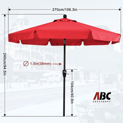 ABCCANOPY 10FT Patio Umbrella Outdoor 8 Ribs Table Umbrella(Red)