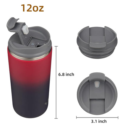 Konokyo Tumbler with Lid, 12 oz Travel Coffee Mug Double Wall Vacuum Stainless Steel Thermal Metal Cup Insulated Water Bottle,Rosy Red