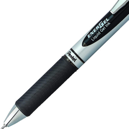 Pentel Energel 0.3mm Punta Extra Fina RTX Bolígrafo Retráctil con Punta de Aguja - 6 Negros y 6 Azules - paquete de 12