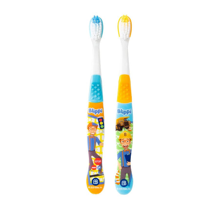Brush Buddies Blippi Kids Toothbrushes Kit, Manual Toothbrushes for Kids, Toothbrush for Toddlers 2-4 Years, Travel Toothbrush Kit with Cover and Cup, 3PC