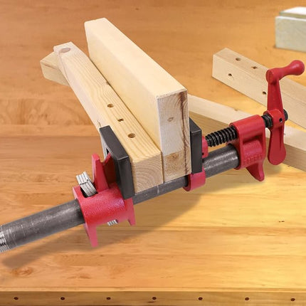 BESSEY PC34-2 3/4 in. Pipe Clamp Traditional Style High and Wide Base, Red