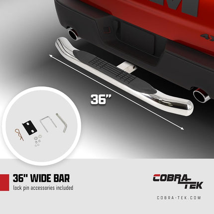 Heavy-Duty Trailer Hitch Step – Fits 2 Inch Receiver, Tow Hitch Step for Truck, SUV, or Jeep – Anti-Slip Rear Bumper Step for Easy Access to Cargo and Roof (Chrome Straight Without LED Light)
