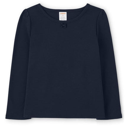 Gymboree Girls and Toddler Long Sleeve Basic Layering Shirt, Navy Slate, 4T
