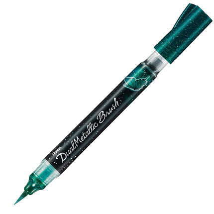 Pentel Glossy Ink Brush Dual Metallic Push Back .M