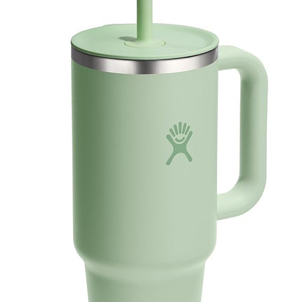 Hydro Flask 40 Oz Travel Tumbler with Handle, Lid and Straw - Insulated Stainless Steel in 40 Oz Aloe Green