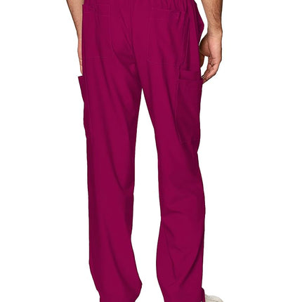 WonderWink Men's Flat Front Cargo Pocket Pant, Wine, 3X-Large