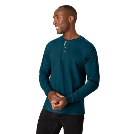 Hanes Men's T-Shirts, Men's BeefyT Henley Shirts, Men's Cotton Long Sleeve Shirts, Petro Teal, XL