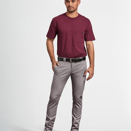 Pantalones de trabajo Dickies Skinny Fit de doble rodilla para hombre, plateado, 28W x 30L