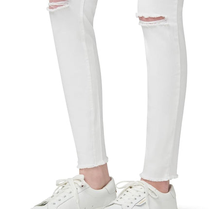 HUE Women's Ripped Knee Denim Leggings, White, Medium