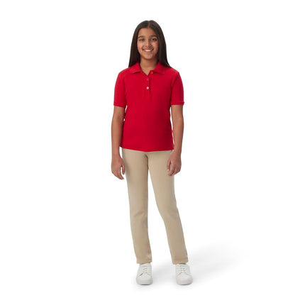 French Toast girlsShort Sleeve Picot Collar Polo Shirt (Standard & Plus) Short Sleeves Polo Shirt - Red - X-L